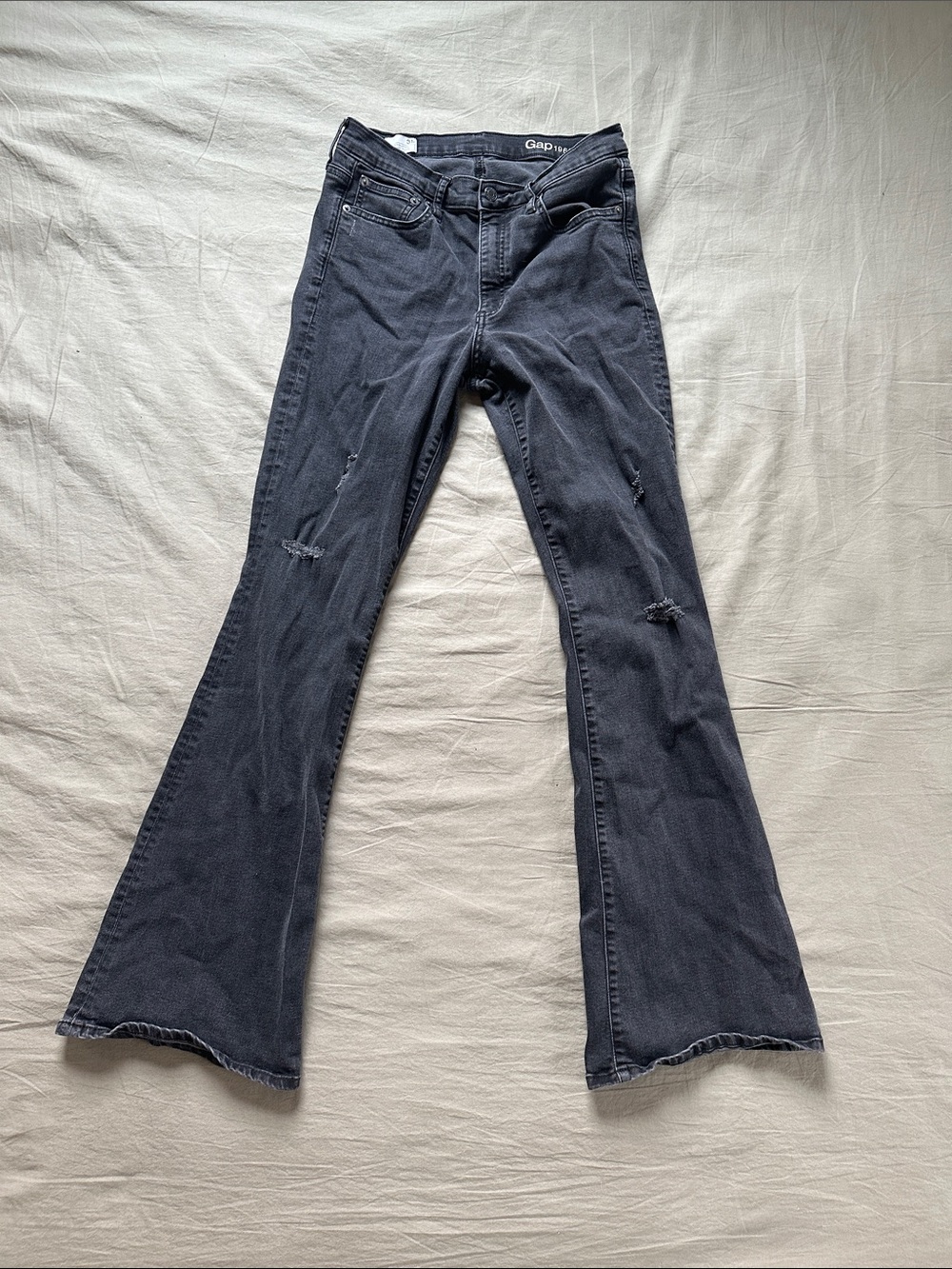 GAP Dark Gray Resolution Skinny Flare Jeans with Subtle Factory Distress